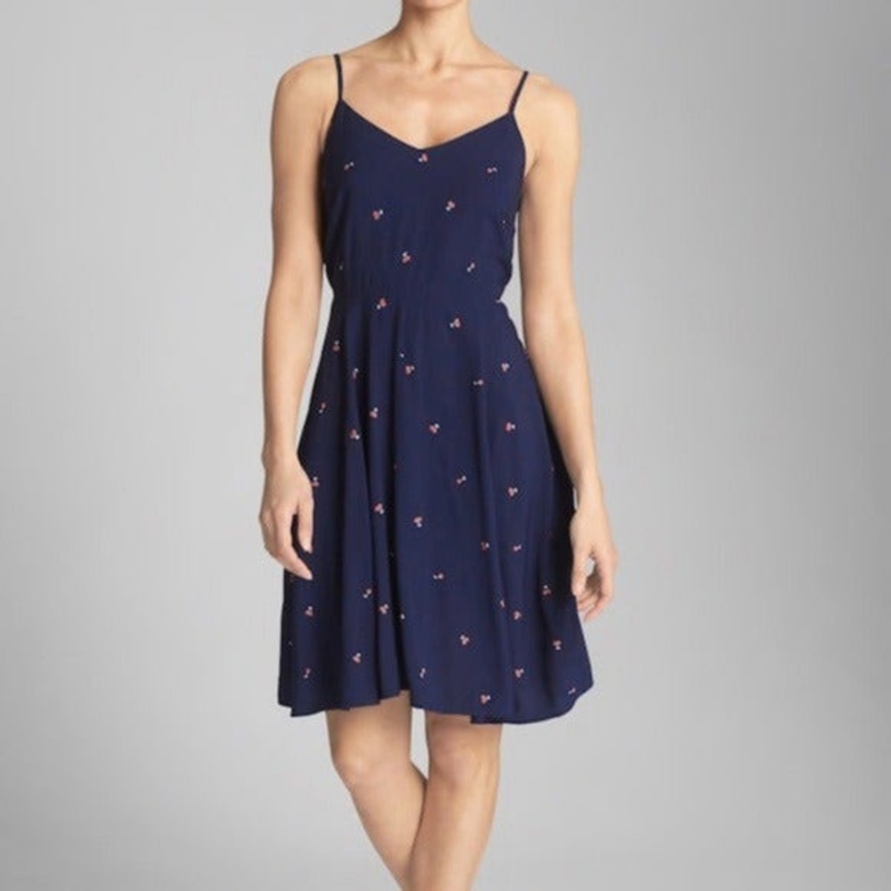 Gap Navy Cherry Fit & Flare Cami Dress (size s)